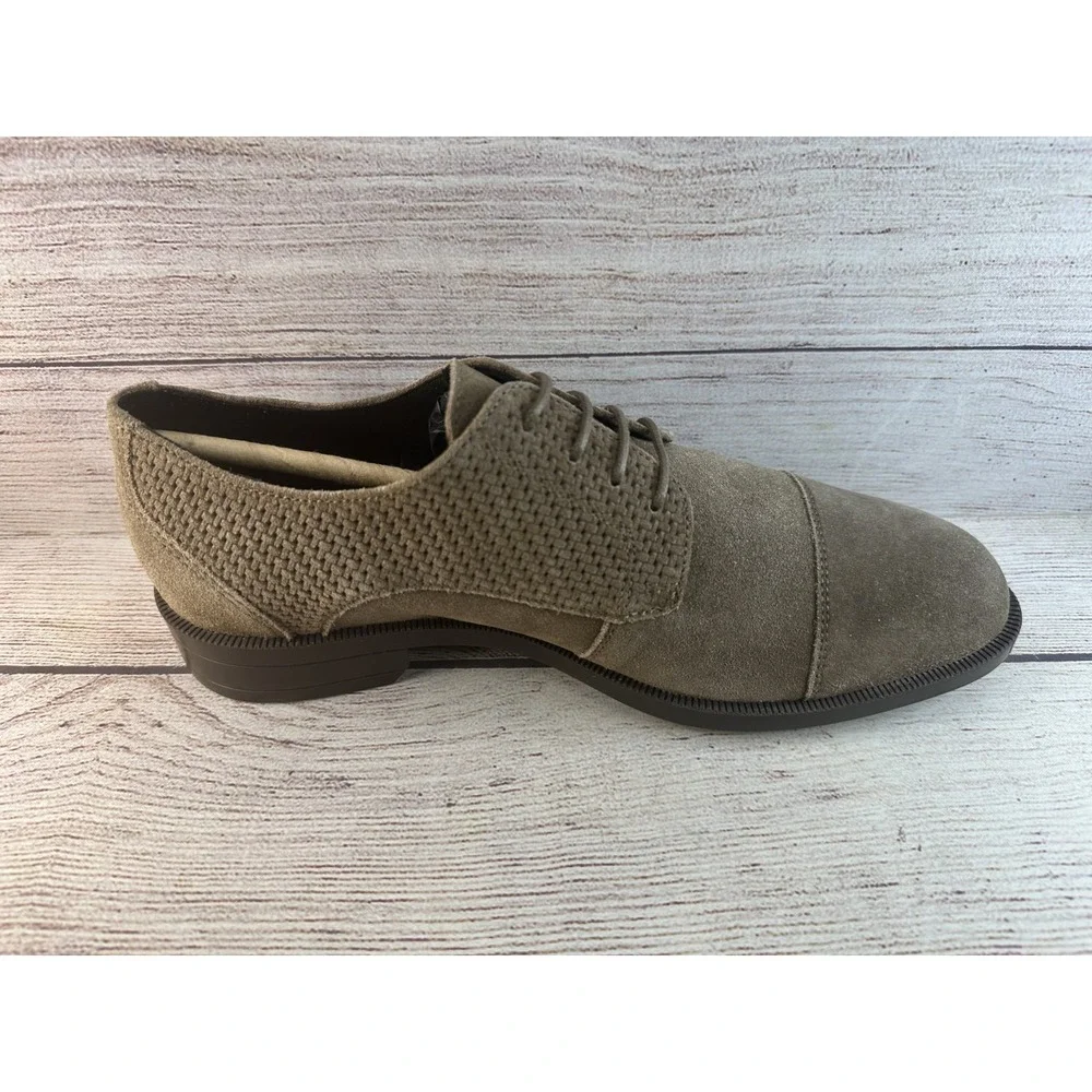 HUGO BOSS Men's Taupe Tayil Suede Leather Derby Oxford Dress Shoes US 7.5